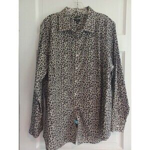 Talbots Woman wrinkle resistant button-up shirt 24W plus sz cheetah print blouse